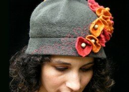 Wendy Allen, Fiber Artist and Fashion Designer creates hand felted merino wool hats, scarves, mittens and accessories out of MissFitt Studio in Durham, NC.