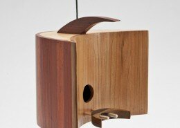 Mark Ellis Woodworker in Charlotte NC designs and builds contemporary birdhouses using a combination of retro 50's design and salvaged tropical hardwoods.