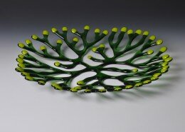 Mark Kinsella, Glass Artist in Hillsborough, NC, creates kiln formed glass functional and sculptural pieces inspired by ideas of color and texture.