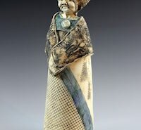 Ceramic artist Judy Robkin in Atlanta, GA creates one-of-a-kind, highly textured clay figurative sculptures, each with rich depth of color and patina.